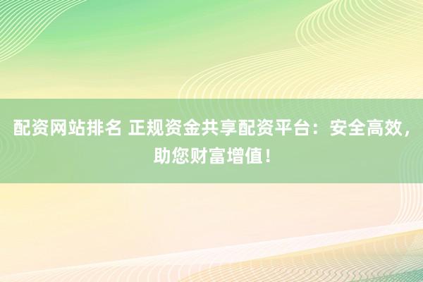 配资网站排名 正规资金共享配资平台：安全高效，助您财富增值！