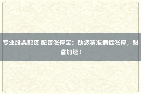 专业股票配资 配资涨停宝：助您精准捕捉涨停，财富加速！