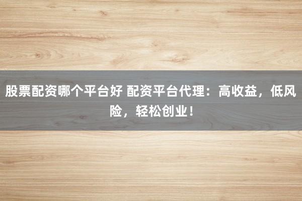 股票配资哪个平台好 配资平台代理：高收益，低风险，轻松创业！