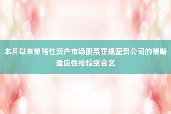 本月以来策略性资产市场股票正规配资公司的策略适应性检验结合区