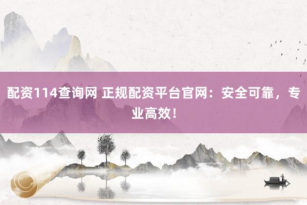 配资114查询网 正规配资平台官网:安全可靠,专业高效!
