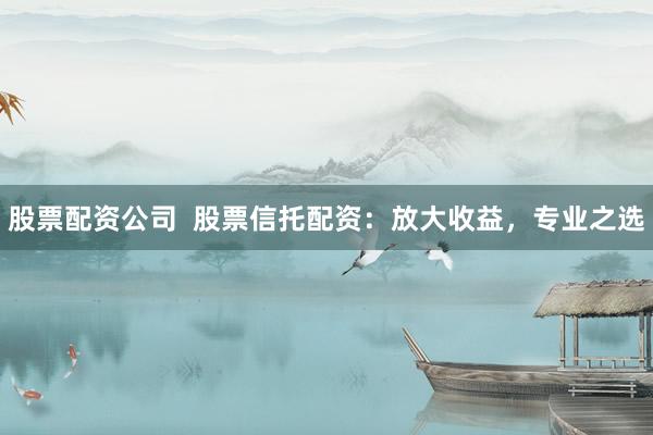 股票配资公司  股票信托配资：放大收益，专业之选