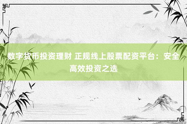 数字货币投资理财 正规线上股票配资平台：安全高效投资之选
