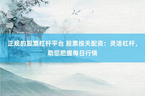 正规的股票杠杆平台 股票按天配资：灵活杠杆，助您把握每日行情